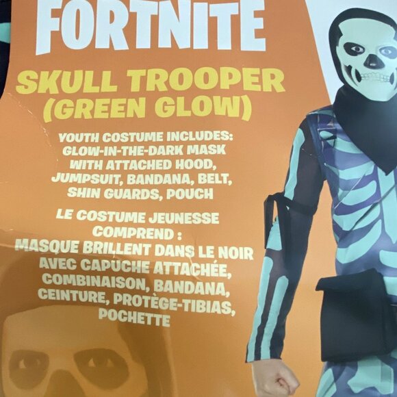 InSpirit Designs Kids' Fortnite Skull Trooper Green Halloween Costume M - Picture 7 of 10